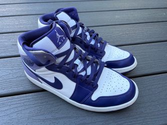 Air Jordan 1 Mid White Purple Sneakers M10.5