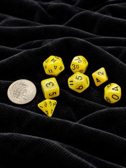 DND Dice Yellow Mini 7pc Polyhedral RPG Dice Set
