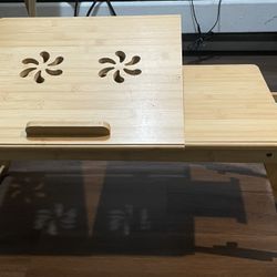 Nature Bamboo Folding Laptop Desk, Bed Tray Table for Computer, Adjustable-21" x 13"