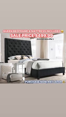 Queen bedframe with mattress included