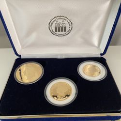 CC Gold Tribute Proof Coin Set (3 Coins) – 24KT Gold Layered, w/ COA & Display Case