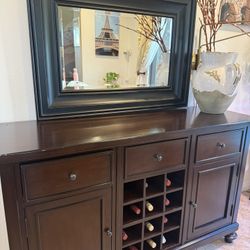 Pottery Barn Solid Wood Buffet Table And Mirror