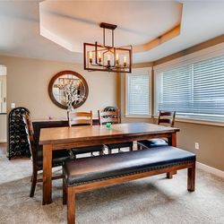 Dining Room Table w/ Built In Leaf + 5 Chairs & Bench