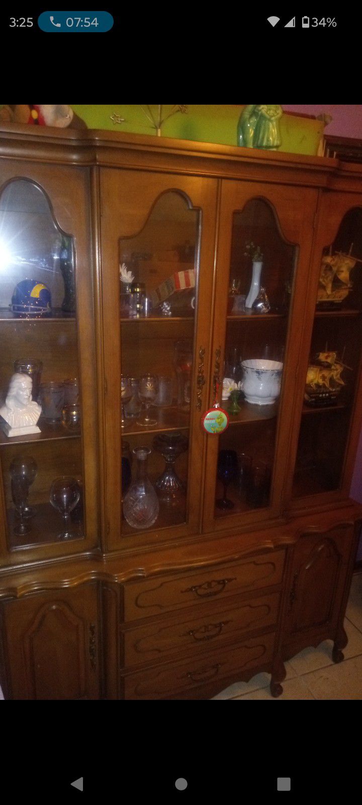 Vintage China Hutch Cabinet 