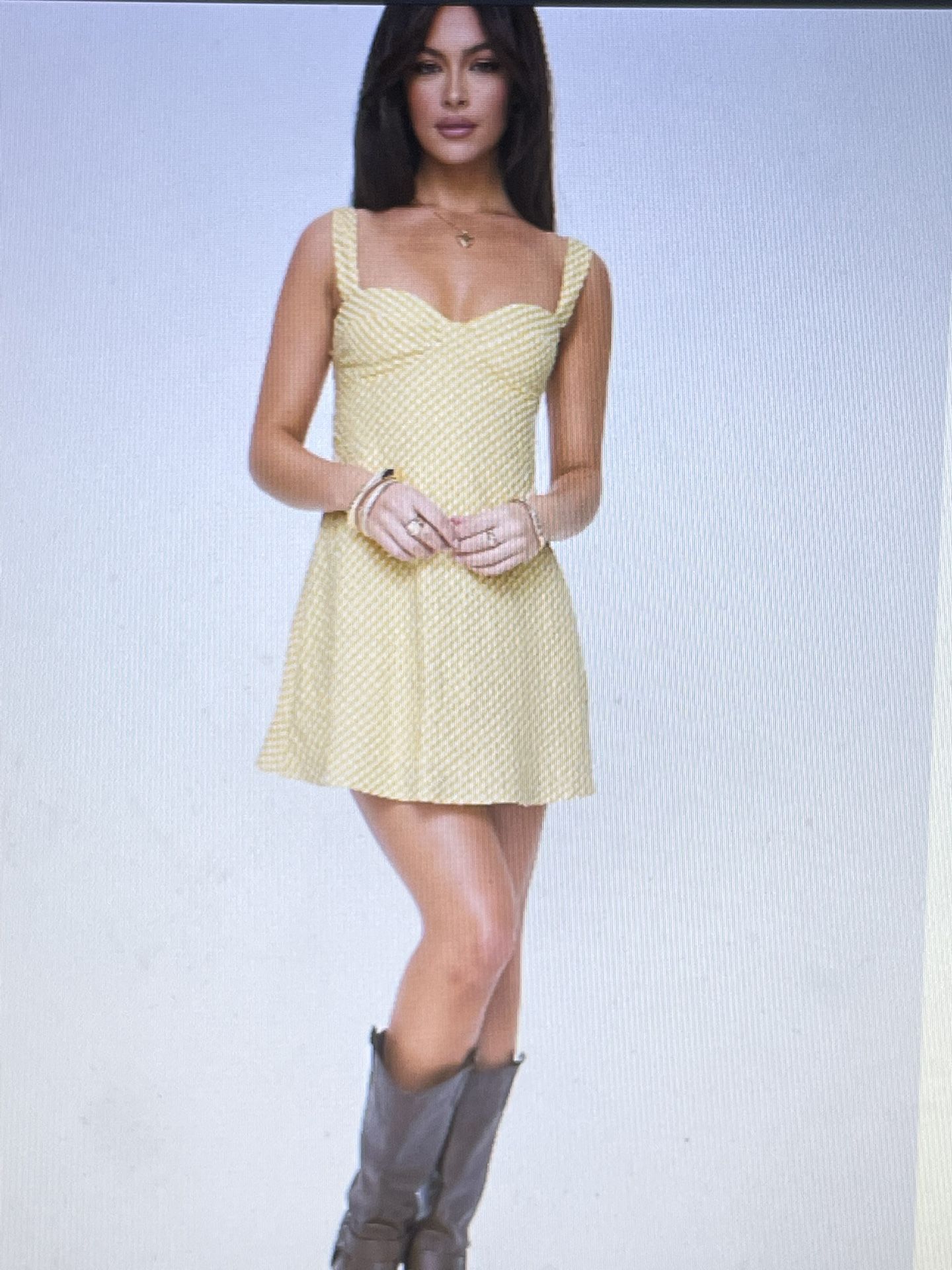 New W Tags Princess Polly McBeath Yellow Gingham Mini Dress