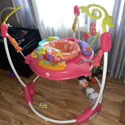 Fisher-Price Baby Bouncer Pink Petals Jumperoo Activity Center with Music Lights Sounds and Developmental Toys
