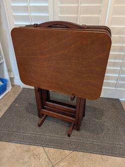 4x Solid Wood TV Trays
