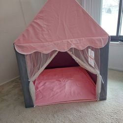 Wilwolfer Kids Play Tent with Mat & Star Lights – Gray Mesh Edition