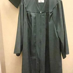 Graduation Cap And Gown - Dark Green