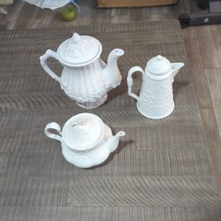 White Porcelain  Jars 3 Pcs