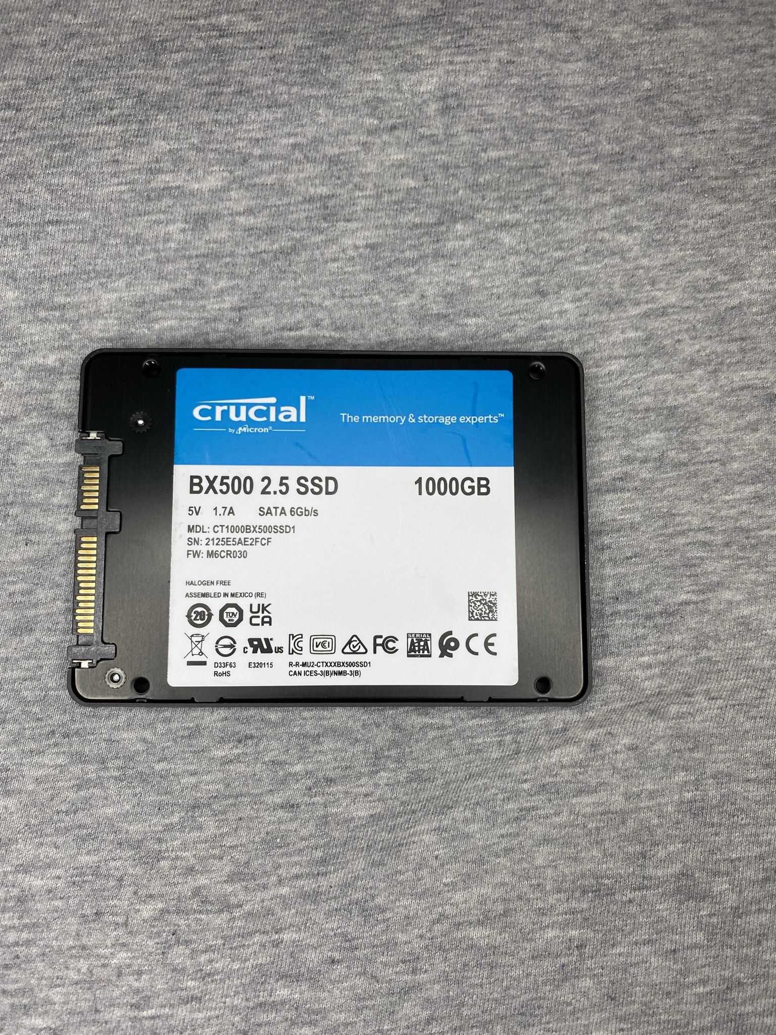 Crucial BX500 1TB 3D NAND SATA 2.5-Inch Internal SSD