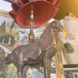 Large Vintage Ming Horse Table Lamp Horse Statue 24 " High 