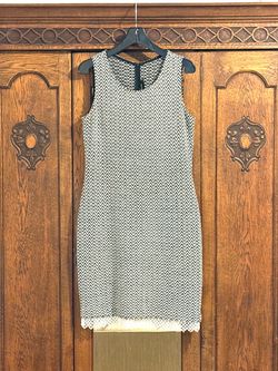St. John Black and White Knit Sheath Dress with Detailed Hem Size 8