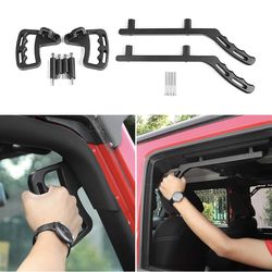 JK Grab Handles, 4PCS Front & Rear Grip Handle Metal Grab Bars Compatible with Jeep Wrangler JK JKU 2007-2018