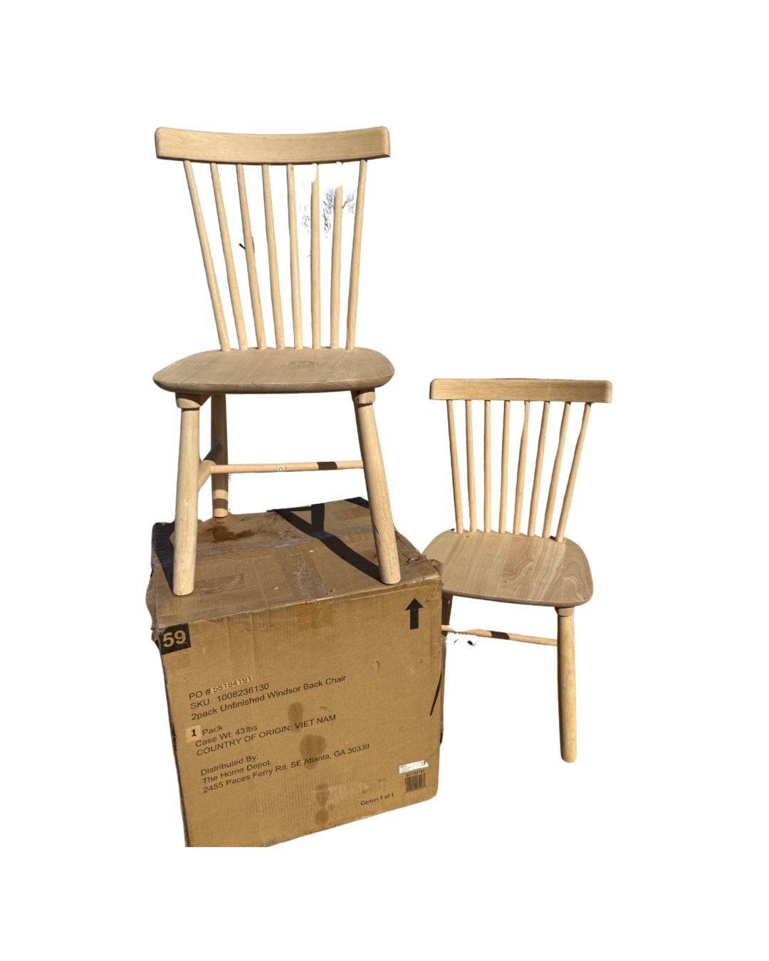 *NEW* Set Of 4 Unfinished Windsor Back Chairs
