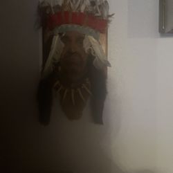 Vintage Native American Chief Wall Plaque Set - 3D Mask Art