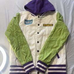 Disney Buzz Lightyear Space Ranger Men's Hooded Varsity Bomber Jacket Size XS