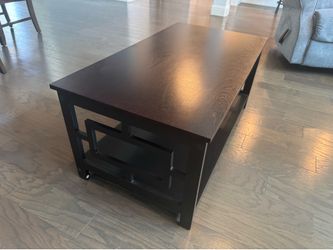 Modern Espresso Wood Coffee Table – Sturdy & Great Condition