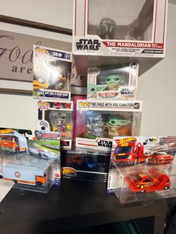 Star Wars funko pops and hot wheels
