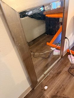 Large Wall Mirror with Wood Frame
