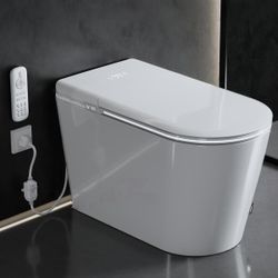 Smart Toilet with Heated Seat & Instant Warm Water with Remote Control Bidet,Hidden Foam Shield,Air Purification,One Piece Tankless Toilet with ADA Co