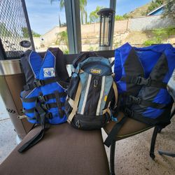 Boat life jackets & camelback water backpack