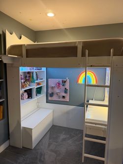 Twin Loft Beds with Desk + Storage — Set of Two