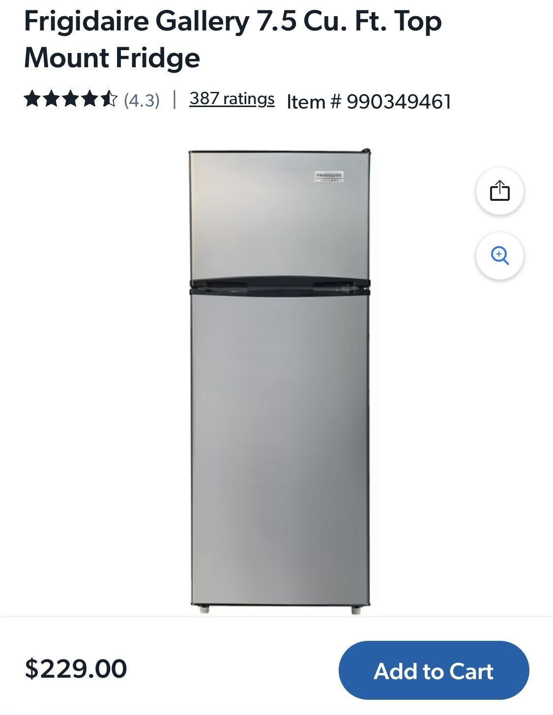 Fridge 7.5 Cu. Ft.