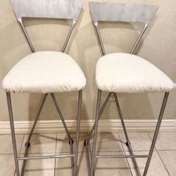 Tall High Bar Chairs Stools Set 2 Metal Silver 29” high $25