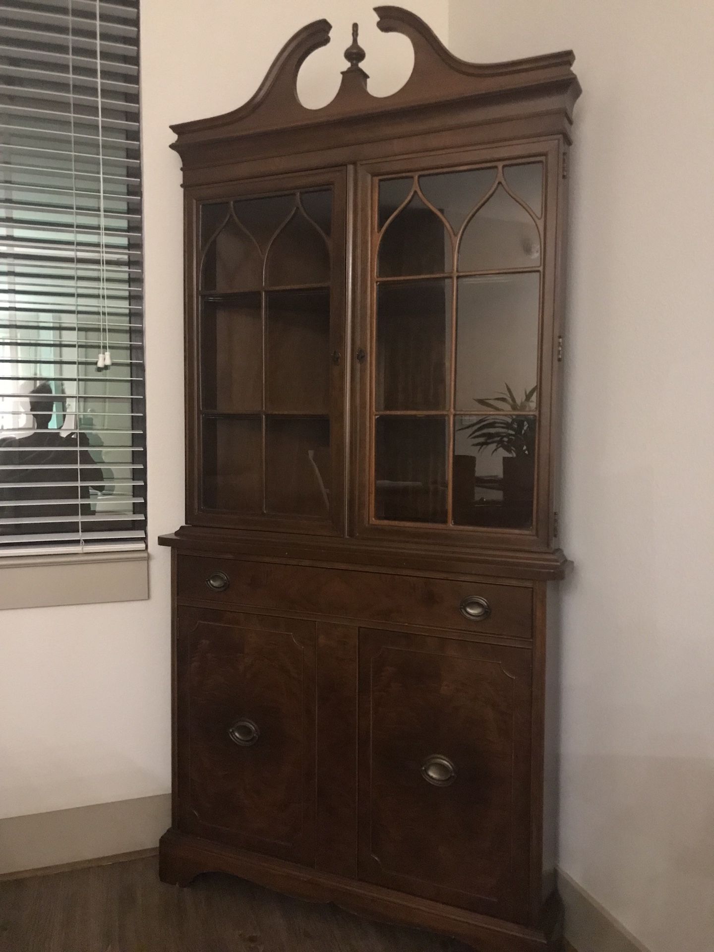 Corner China Cabinet Cabinet Hutch Saves Space Antique
