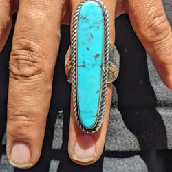  Navajo Nacozari Turquoise Ring Size 8
