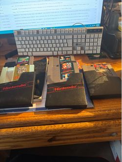Vintage Nintendo Game System with all components, 2 controllers and 5 games