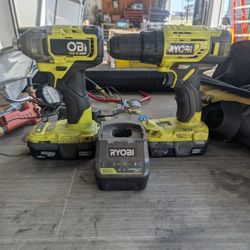 Ryobi Impact And Drill With Charger 