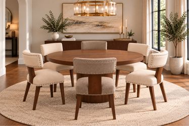 Brand new 6 pieces mismatched dining chairs , four of them beige , 2 of them khaki. Exactly the same style same size.