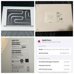 14 Inch MacBook Pro NEW M3 With AppleCare Plus