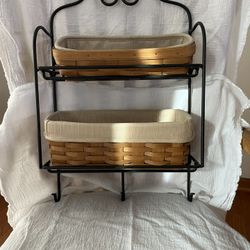 Longaberger Hanging Wrought Iron Rack w/two Envelope Baskets