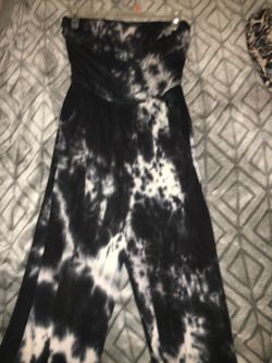 Black and White Tie-Dye Jumpsuit