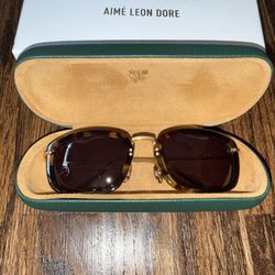 Aimé Leon Dore ALD Ace Titanium Sunglasses Havana Tortoise w/ Leather Case