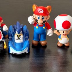 MARIO KART & SONIC TOY LOT - FIGURES + CARS BUNDLE