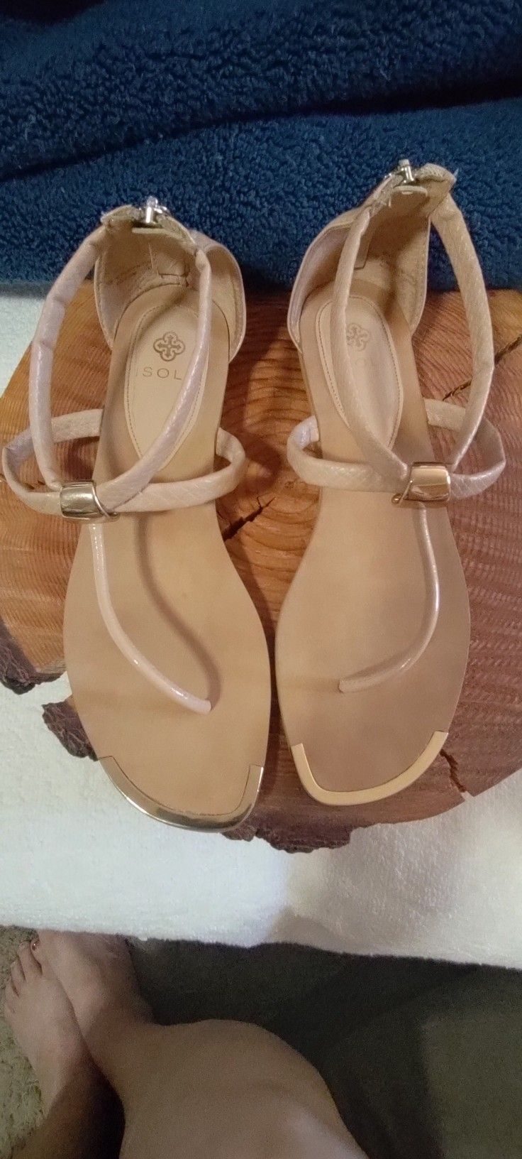 Isola Adelina Flat Sandals, Nordstrom,Flat,Sandals, Strappy, Gold Toe , Gold Zippers On Back Heel, Neutral ,Beige Strappy Sandals. Nordstrom Shoe's