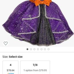 Minnie Mouse Witch Costume Size 5-6 With Broom