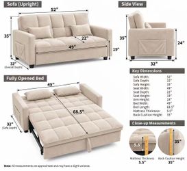 New Convertible Sofa Bed – 52” Loveseat Sleeper