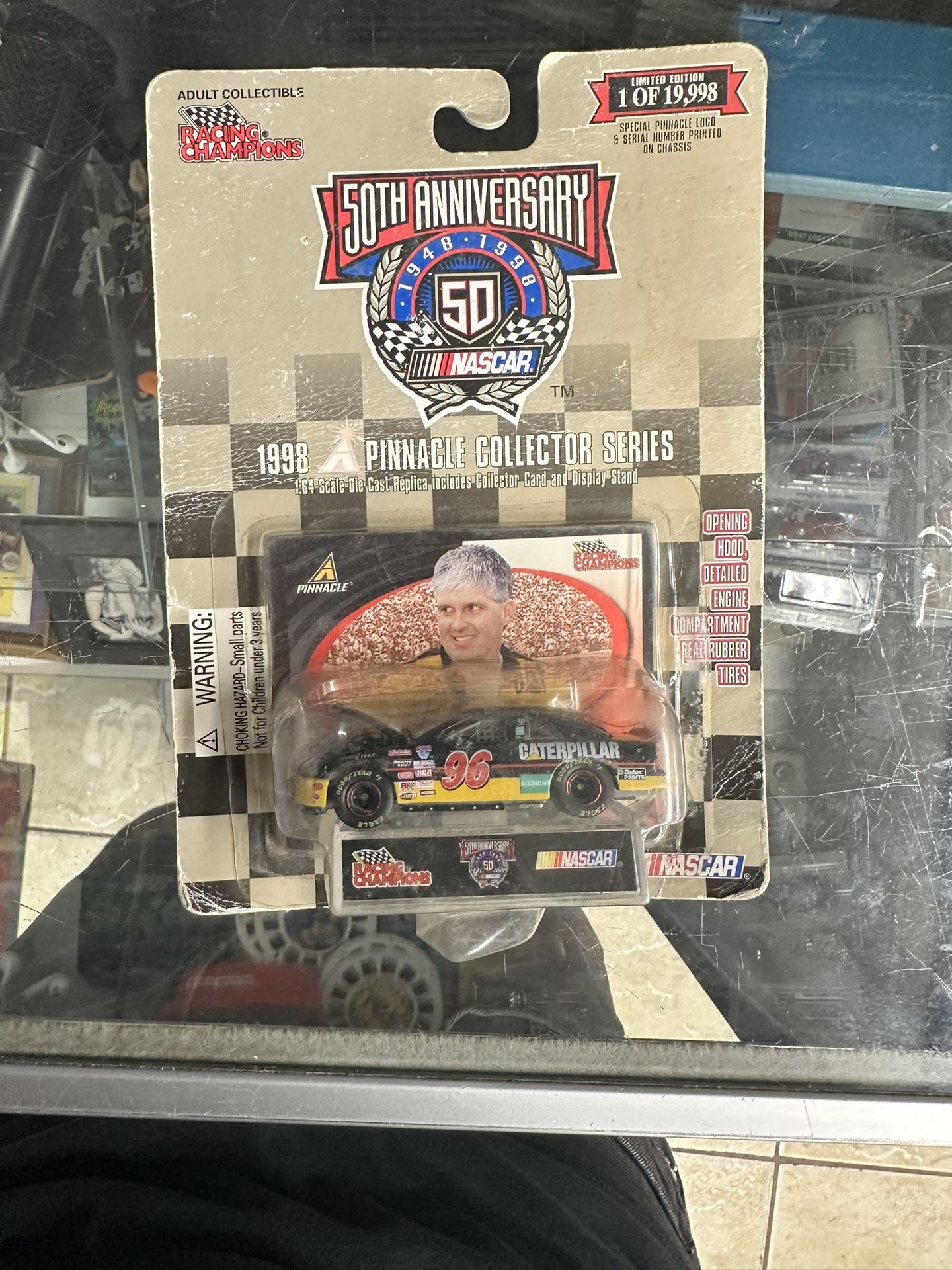 Hot Wheels Die Cast Vintage Collectible Toy Unopened 1998 Pinnacle Collector Series NASCAR 50th Anniversary Edition 96 Caterpillar Car