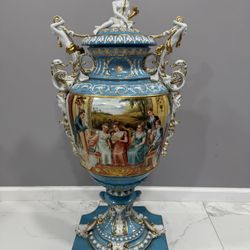 Large Porcelain Hand-painted Vase 44”