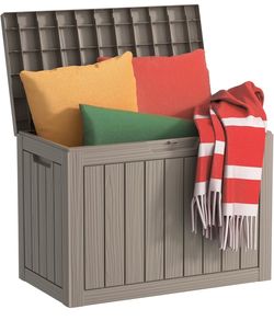 45 Gallon Deck Box, Outdoor Storage Box for Patio Furniture, Patio Cushions, Gardening Tools, Pool Supplies 480lbs Weight Capacity,Waterproof Resin St