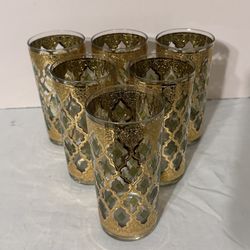 Set of 6 VINTAGE CULVER LTD. 22K GOLD GLASSWARE