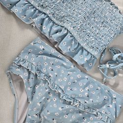 Two Piece Swimwear Woman's Bathing Suit Small. The item is a  MultiColor Striped  Swimwear