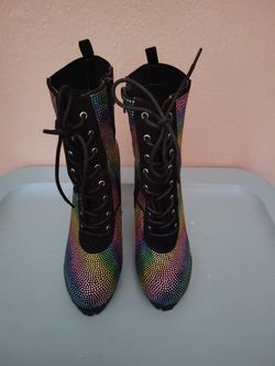 Rainbow Sparkle Rhinestone Boot