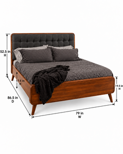King Size Mid-Century Modern Style Bedroom Set | 5 Pieces