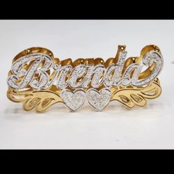 10K 14K Gold Custom Personalized Name Plate Pendant